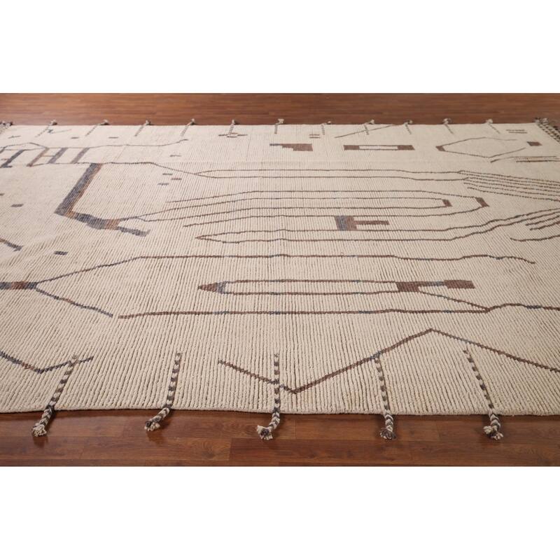 All-Over Abstract Moroccan Large Oriental Rug Handmade Wool Carpet - 9'11"x 14'5"