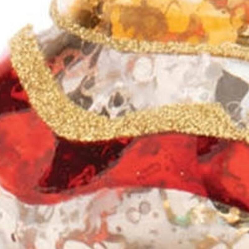 HomeRoots Set of Three Silver Gold Red And Green Mercury Glass Christmas Tree Sculptures - 4.25 in. x 11.50 in. x 4.25 in.