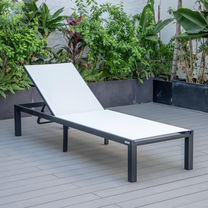 Marlin Outdoor Chaise Lounge Chair - Stackable Adjustable Recliner Sun Lounger for Pool, Beach, Patio, or Backyard