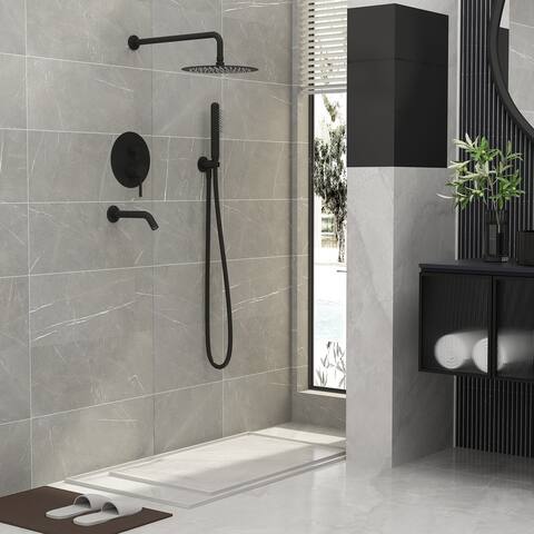 Bathroom Rain Shower System Wall Mounted 4-Functions Shower Faucet Set