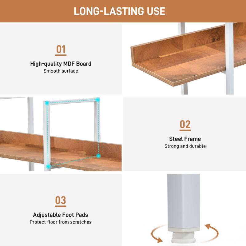 5 Tier Bookshelf Office Bookshelf Metal Frame MDF Board