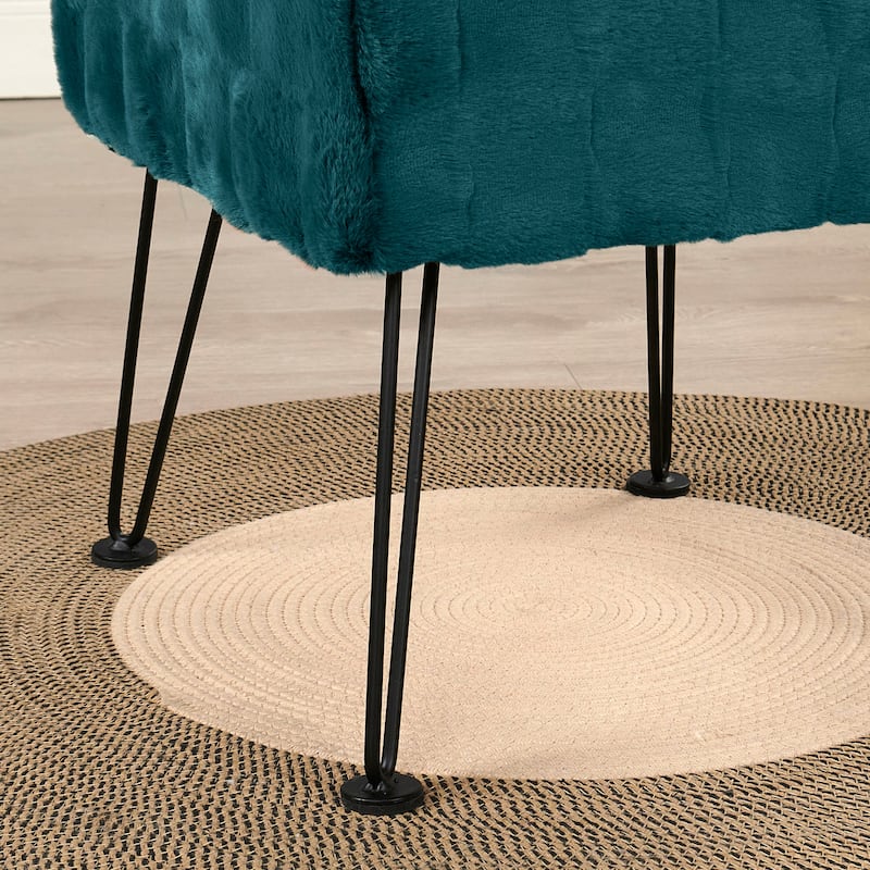 Home Soft Things Brick FauxFur Stool Soft Ottoman Furry Padded Seat