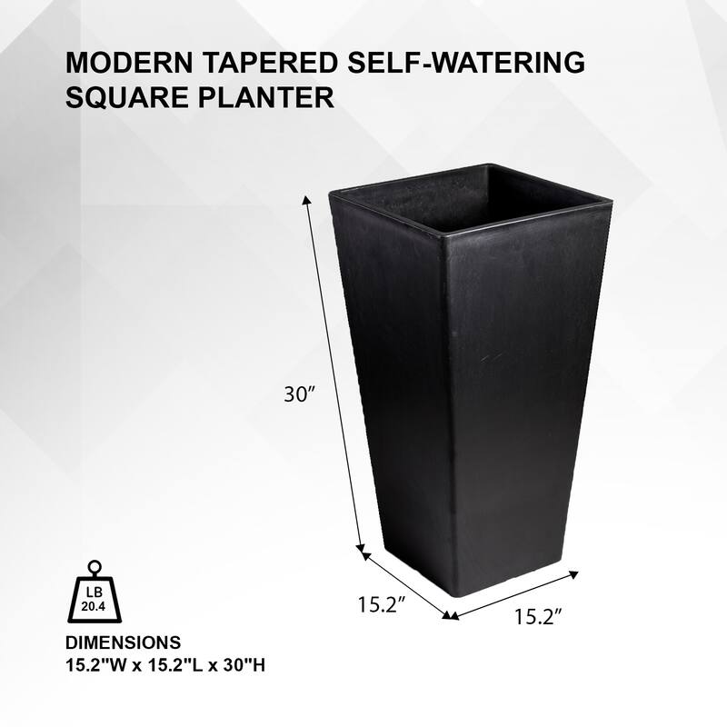 XBrand Modern 30-Inch Tall Square Planter, Modern Tapered Planter Perfect for Indoor & Outdoor Planter, Patio Décor
