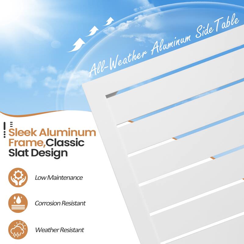 VredHom Outdoor Aluminum Patio Side Table - 18.1 in L * 13.8 in W * 15.7 in H