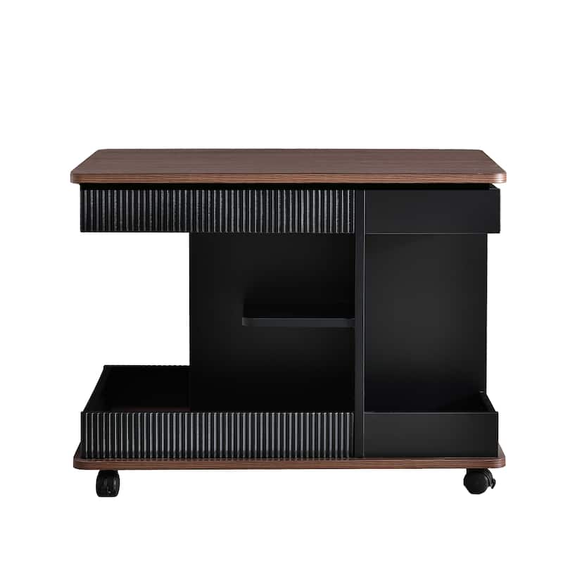 Multifunctional Sofa Side Table with Lift-Top and Wheels