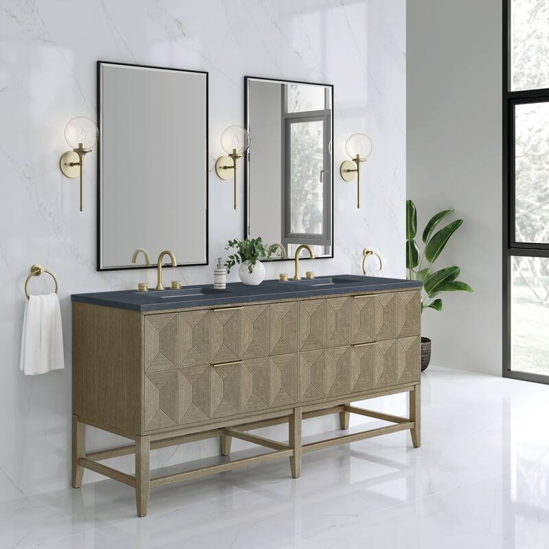 James Martin Vanities Emmeline 72" Double Vanity, Pebble Oak