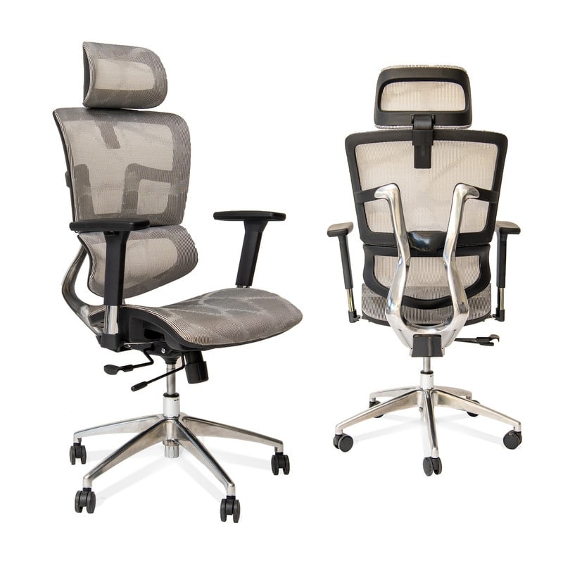 ErgoMax 53 in Tall Black Ergonomic Adjustable Office Chair w/ Aluminum Back and Base, Home Office Ergonomic Chair