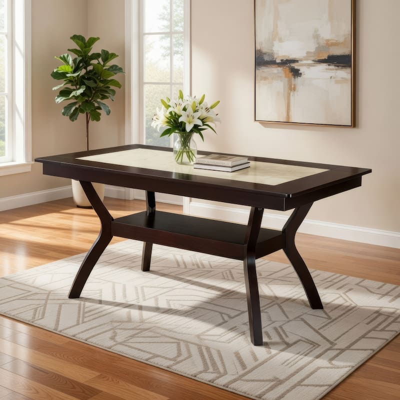 Brent Two-Color Dining Table, Dark Cherry & Ivory Finish