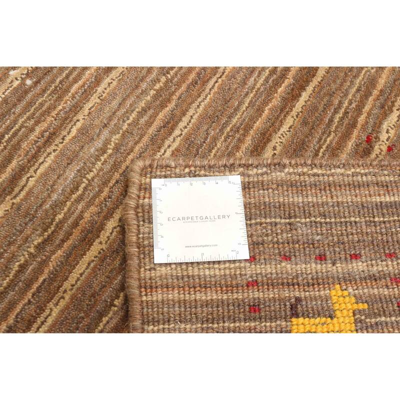 ECARPETGALLERY Hand Loomed Kashkuli Gabbeh Brown Wool Rug - 3'2 x 4'9