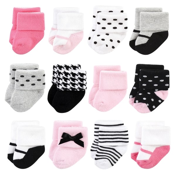 slide 1 of 1, Little Treasure Infant Girl Newborn Socks, Little Lady 0-6 Months - Little Lady 12-Pack
