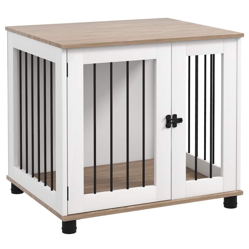 Dog Crate Side Table Indoor Dog Kennel End Table with Lockable Door Dog House for Small and Medium Dogs