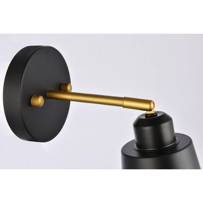 Hector 5 Inch Black and Brass Wall Sconce