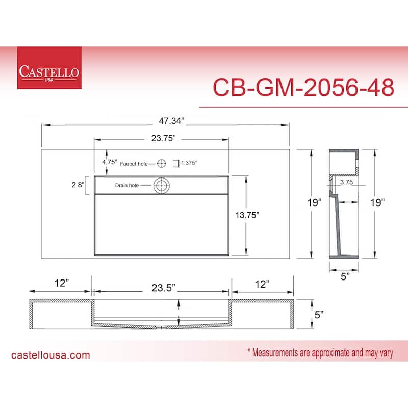 Juniper 48" Solid Surface Bathroom Vanity Top