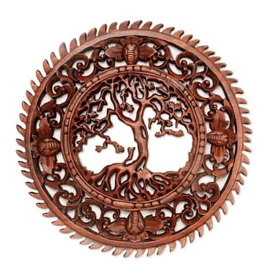 Novica Handmade Tree Of Serenity Wood Wall Relief Panel