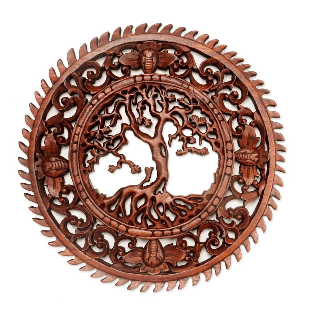 Novica Handmade Tree Of Serenity Wood Wall Relief Panel