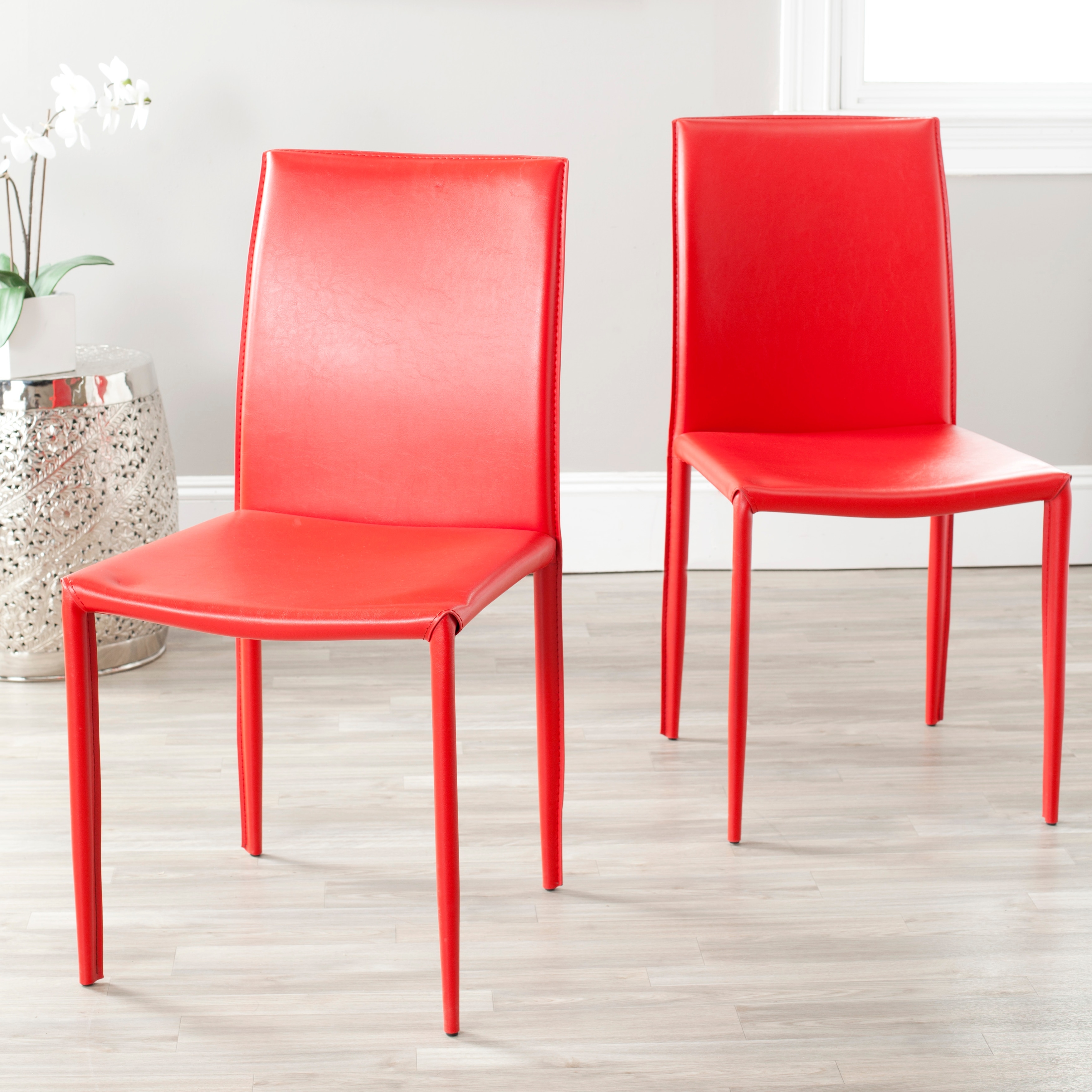 SAFAVIEH Karna Faux Leather Dining Chair Set of 2 18.9