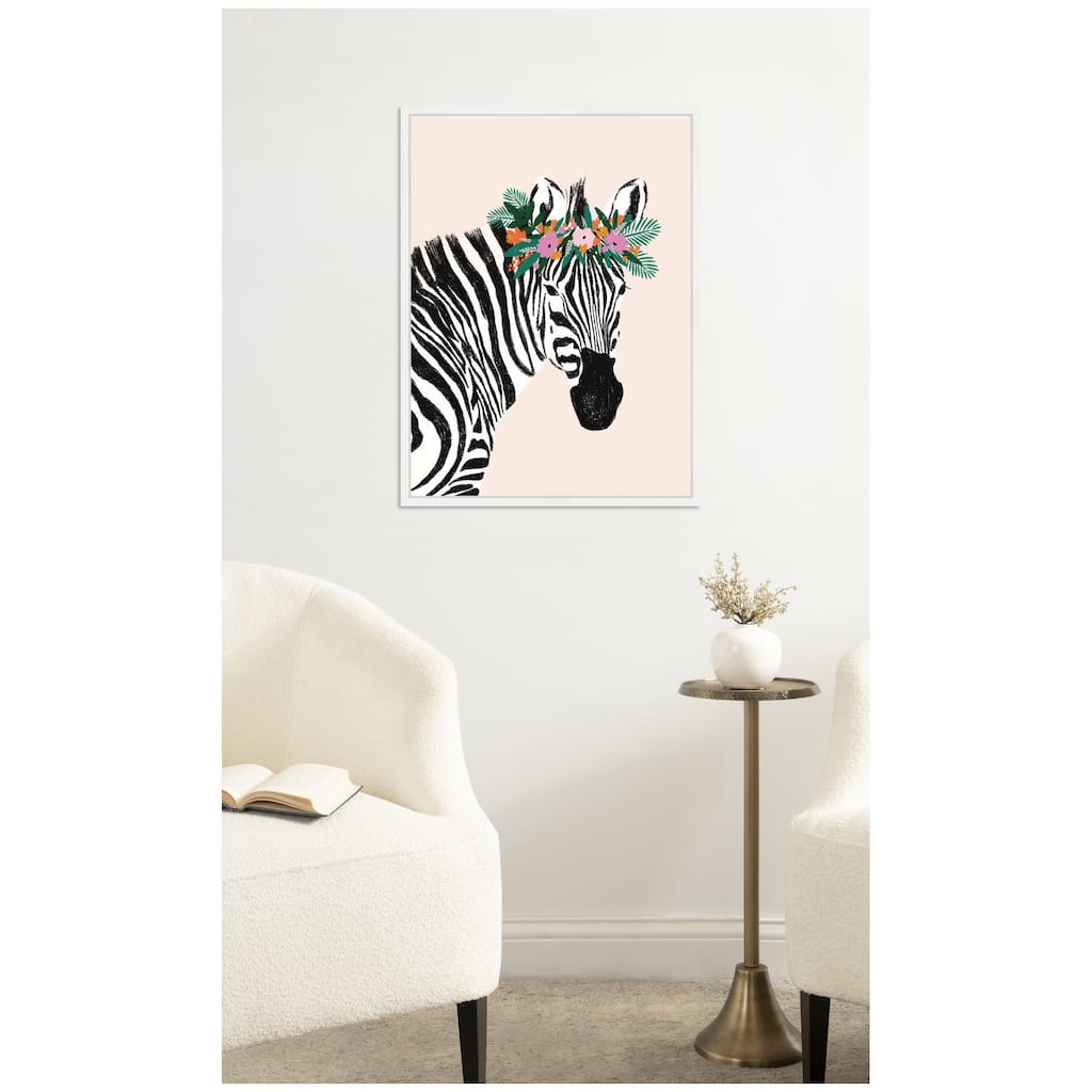 Kate and Laurel Darling Zebra by Aislinn Simmonds Duchess Plum Framed Canvas Wall Art Print