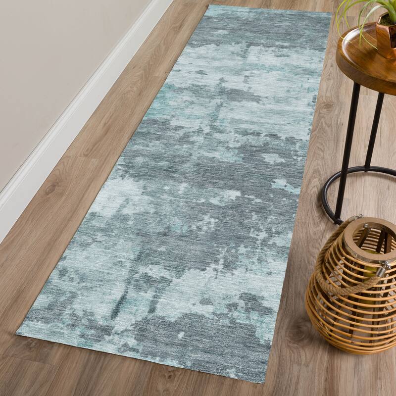 Machine Washable Indoor/ Outdoor Crouppen Modern Chantille Rug