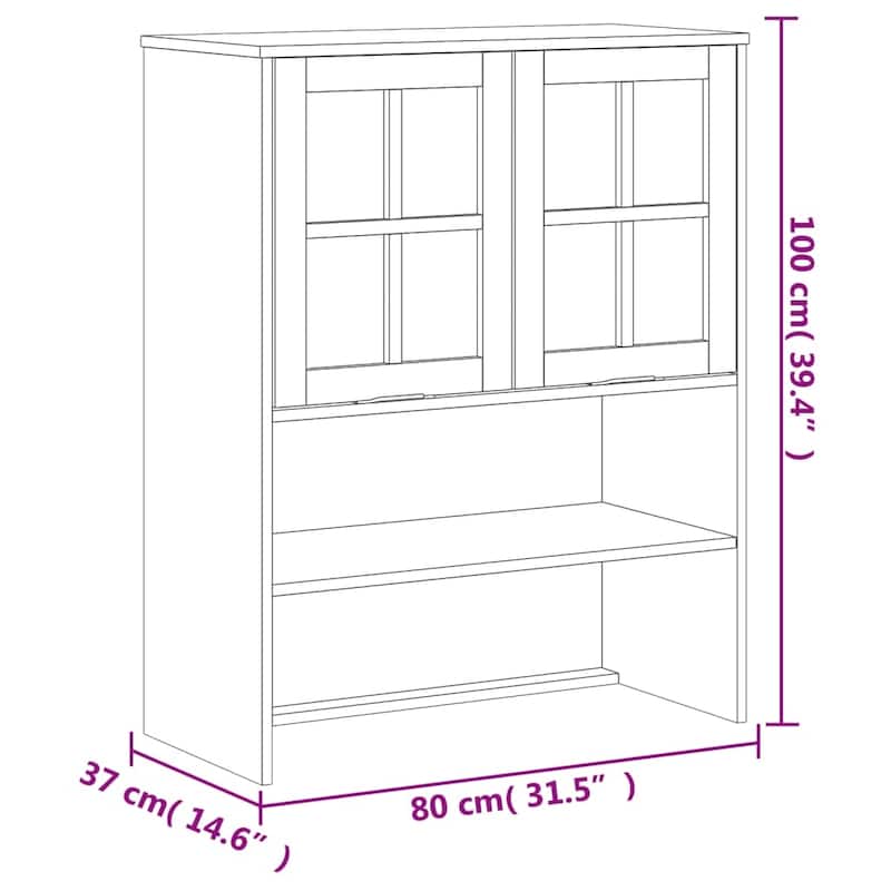 vidaXL Top for Highboard with Glass Doors FLAM Solid Wood Pine - 31.5" x 14.6" x 39.4"