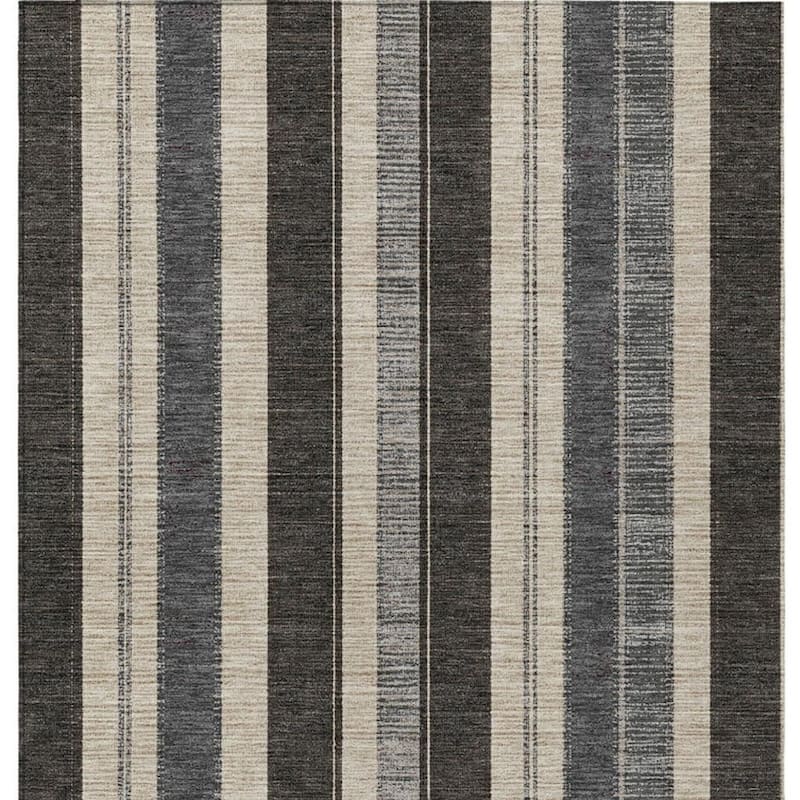 HomeRoots Striped Transitional Rectangle Outdoor Rug