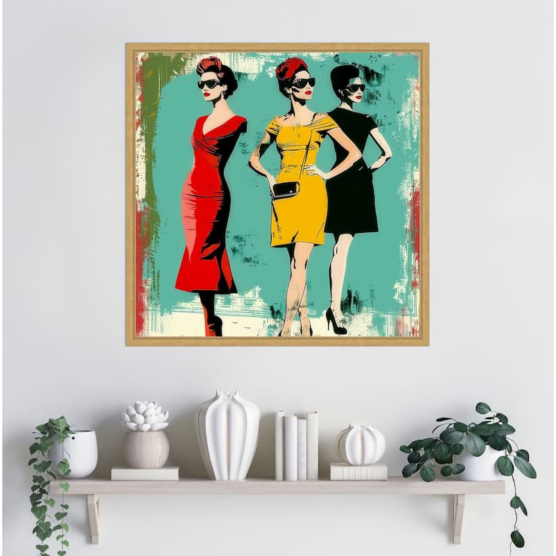 Fashion Trio 1 by Elan Studios Framed Canvas Wall Art Print - Sylvie Bright Gold