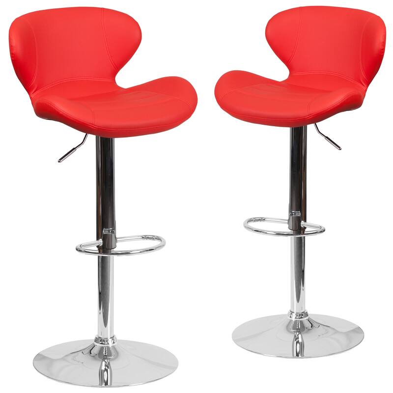 Modern Low-back Height-adjustable Chrome/Vinyl Barstools (Set of 2)