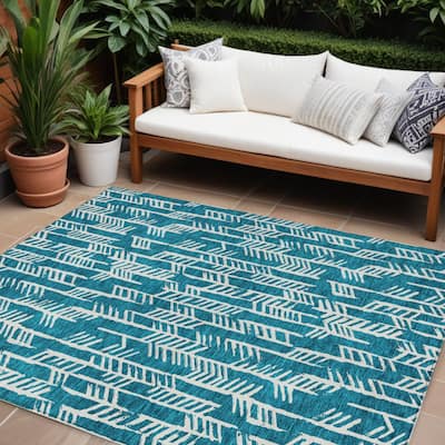 HomeRoots Tribal Transitional Rectangle Outdoor Rug