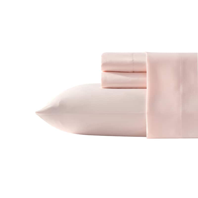 Laura Ashley Satin Bliss Solid Sheet Set - Pink - Queen
