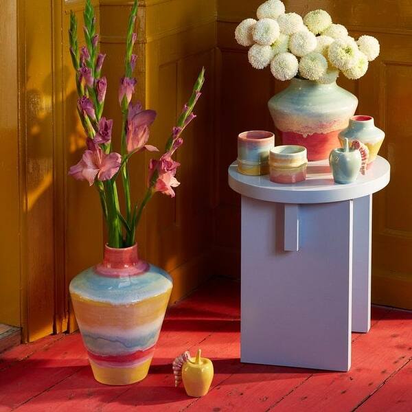 Kähler Poppery Vase, Mint/Pink - H: 8.1