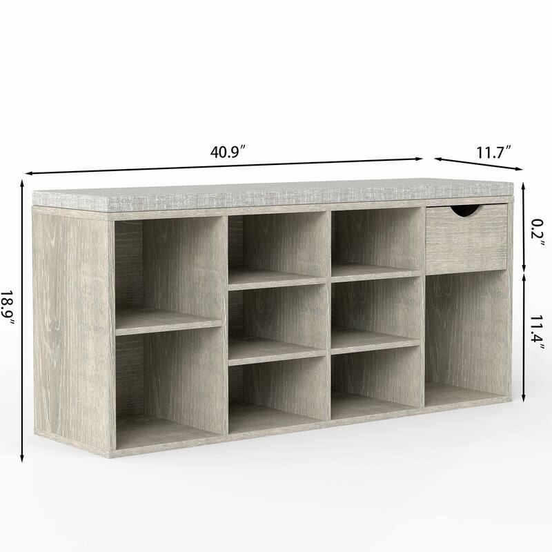 Storage Bench, Shoe Bench, Entryway Bench with Padded Cushion