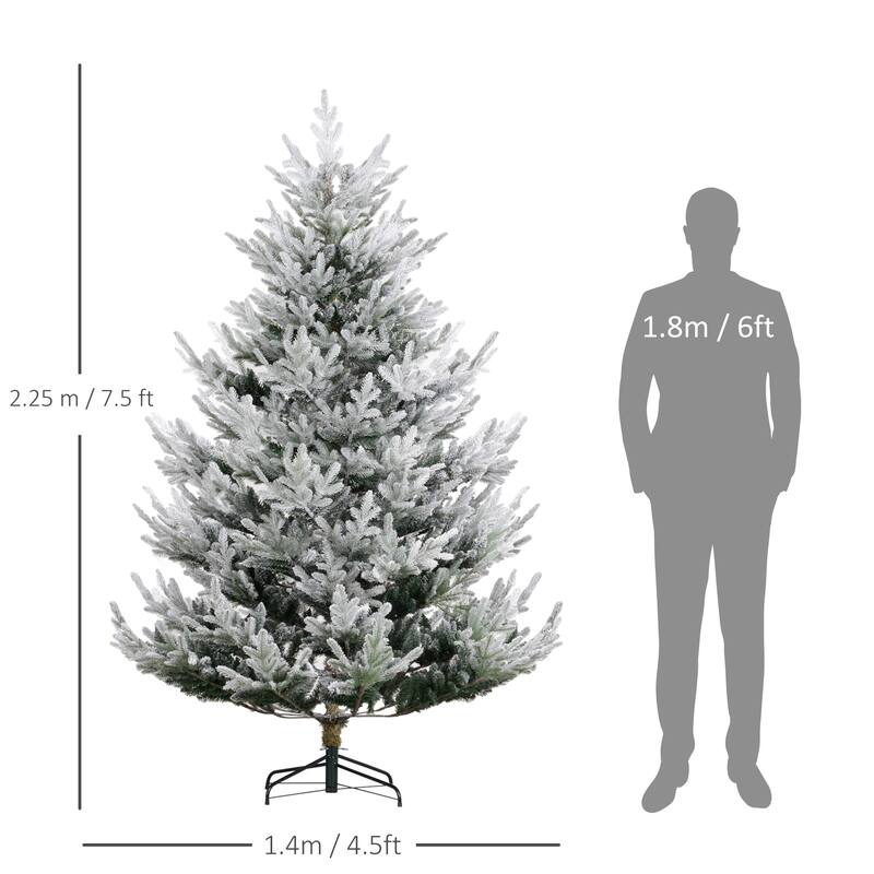 7.5 Foot Pine Hinged Artificial Christmas Tree, Realistic Branches with Steel Base for Holiday Décor