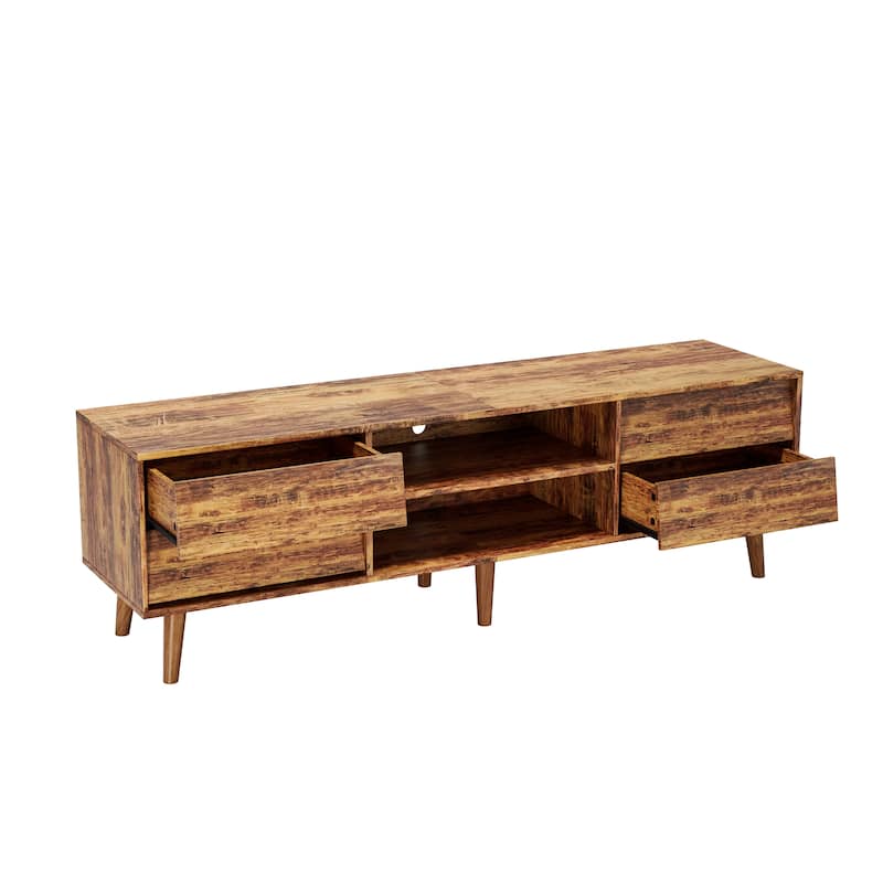 63'' TV Stand with Bevel Design, 4 Drawers and 2 Shelves, Entertainment Center for Living Room or Bedroom