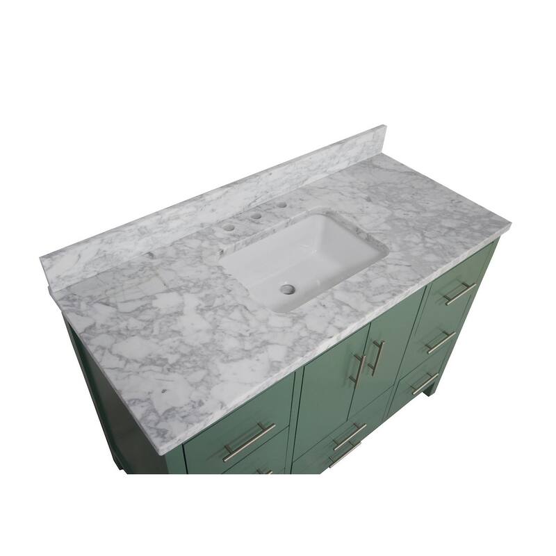 KitchenBathCollection California 48" Bathroom Vanity with Carrara Marble Top