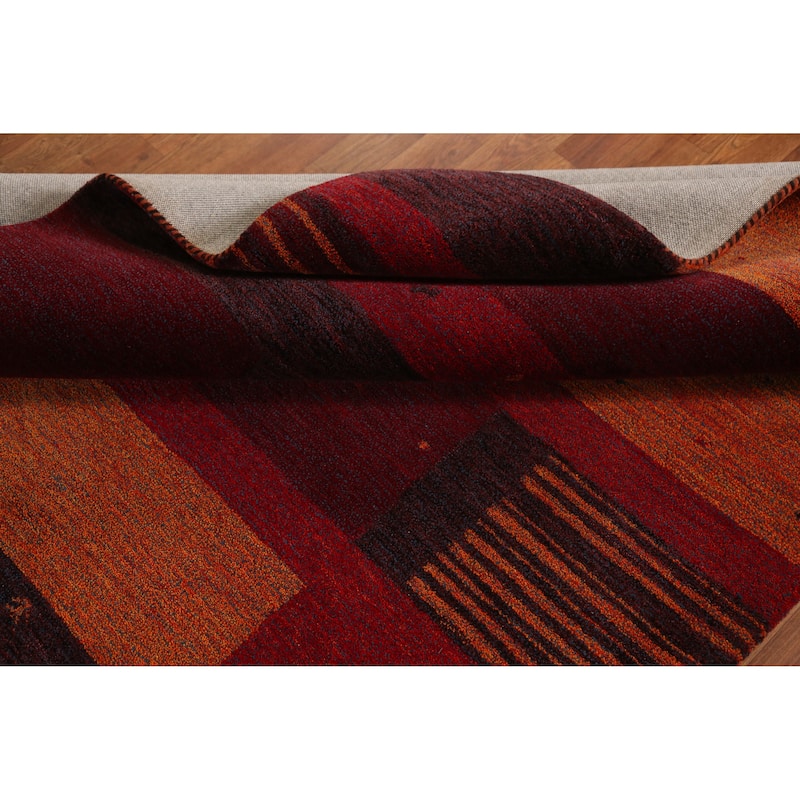 Geometric Gabbeh Indian Area Rug Hand-Tufted Multi-Color Wool Carpet - 5'3" x 7'7"