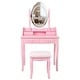 preview thumbnail 5 of 3, Pink Princess Vanity Desk Set with Cushioned Stool& Light Modes,4-Drawer