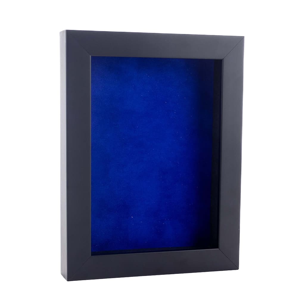 16x20 Shadow Box Frame Black Wood | With a 3/4" Usable Display Depth | Includes a Royal Blue Real Suede Texture Acid-Free