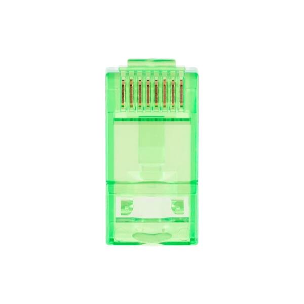 100 Pcs//Pack Green Gold Plated Contacts Monoprice 8P8C RJ45 Plug with Inserts for Solid Cat6 Ethernet Cable