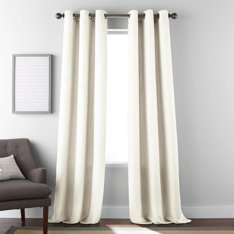 Grand Avenue Fern Grommet Window Curtain Panel Pair - 37" x 84" - Ivory