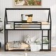 preview thumbnail 1 of 24, Twin over Twin House Bunk Bed with Built-in Ladder Black