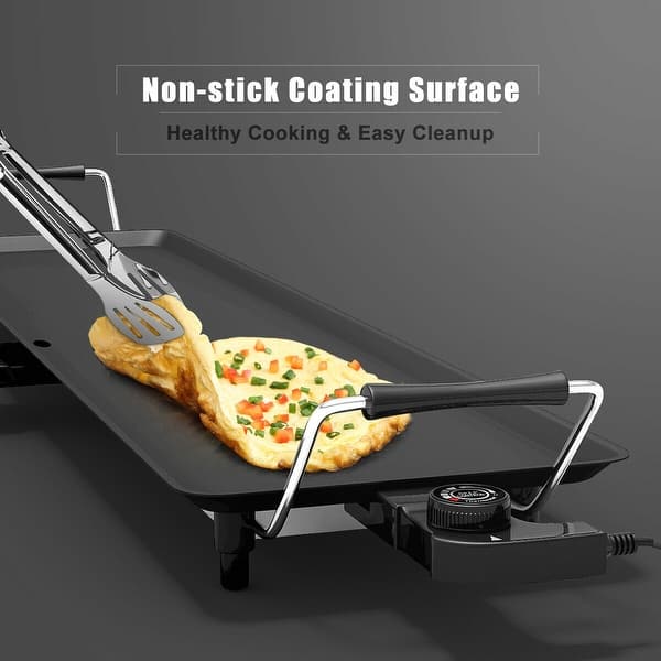 Teppanyaki Grill L, 68x28cm 1500W Indoor or Out Electric Smokeless Table Top Grill Adjustable Temperature Non-Stick BBQ Griddle