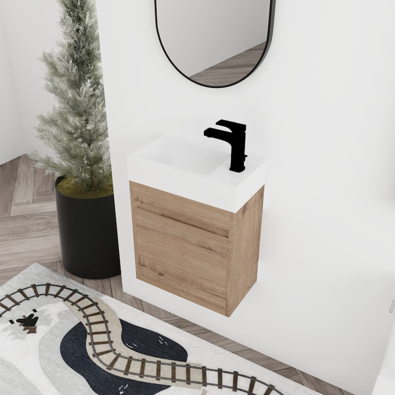 BNK 16/18 Inch Single Sink Bathroom Vanity with Soft Close Door