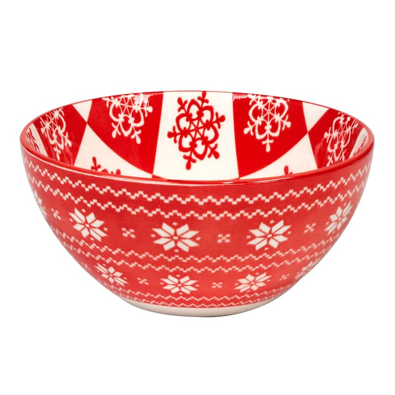 Certified International Peppermint Candy 13 oz. All Purpose Bowls, Set of 6 Assorted Designs - 13 oz.
