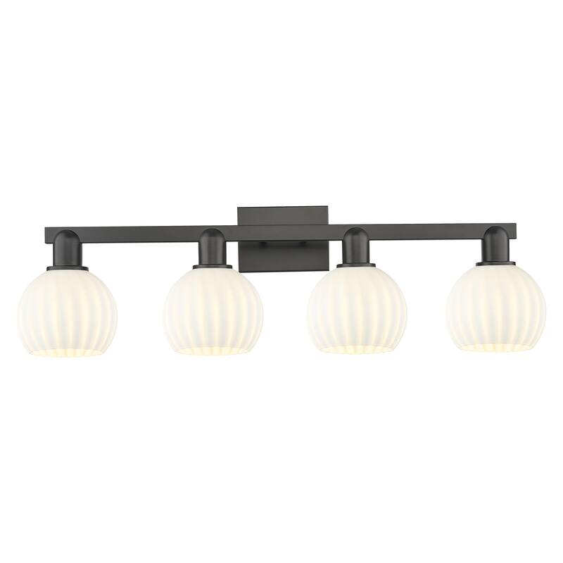 Innovations Lighting Endless Possibilities Arcadia - White Venetian - 4 Light 33" Bath Vanity Light - Matte Black