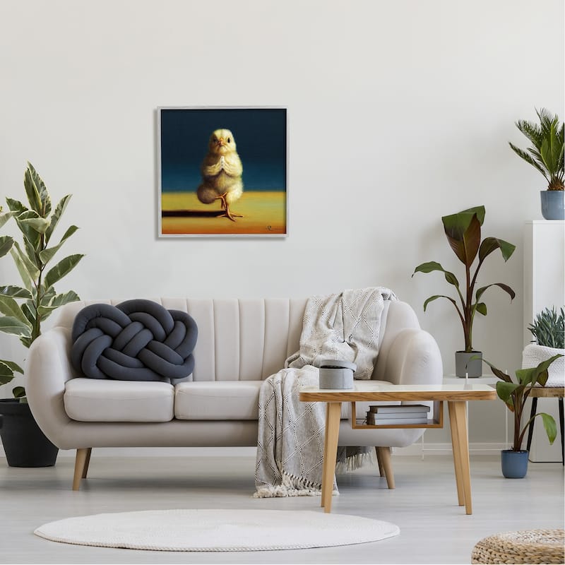 Stupell Yellow Chick Meditating Yoga Pose Animal Fitness Framed Wall Art, Design by Lucia Heffernan