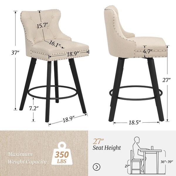 LUE BONA Swivel Bar Stools Counter Height, Upholstered