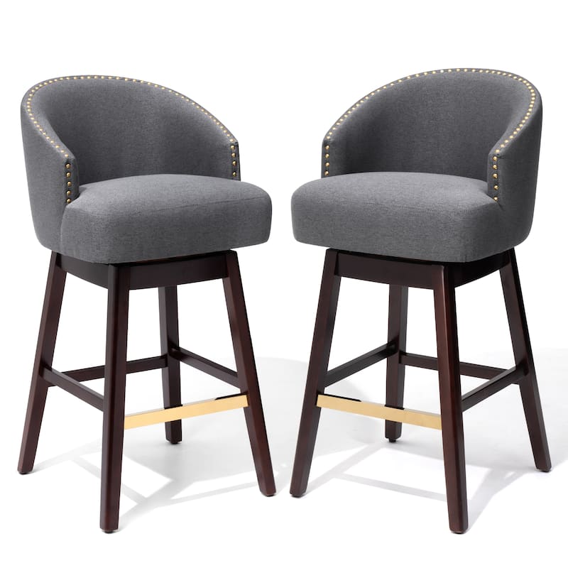 Pellebant 26.4''/31.9"H Height Solid Wood Swivel Indoor Bar Stools
