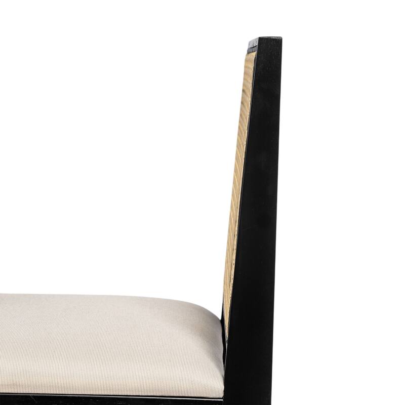 Dining Chairs Set of 2, Ergonomic Upholstered Kitchen Side Chairs, Accent Chairs with Rattan Backrest & Solid Wood Legs