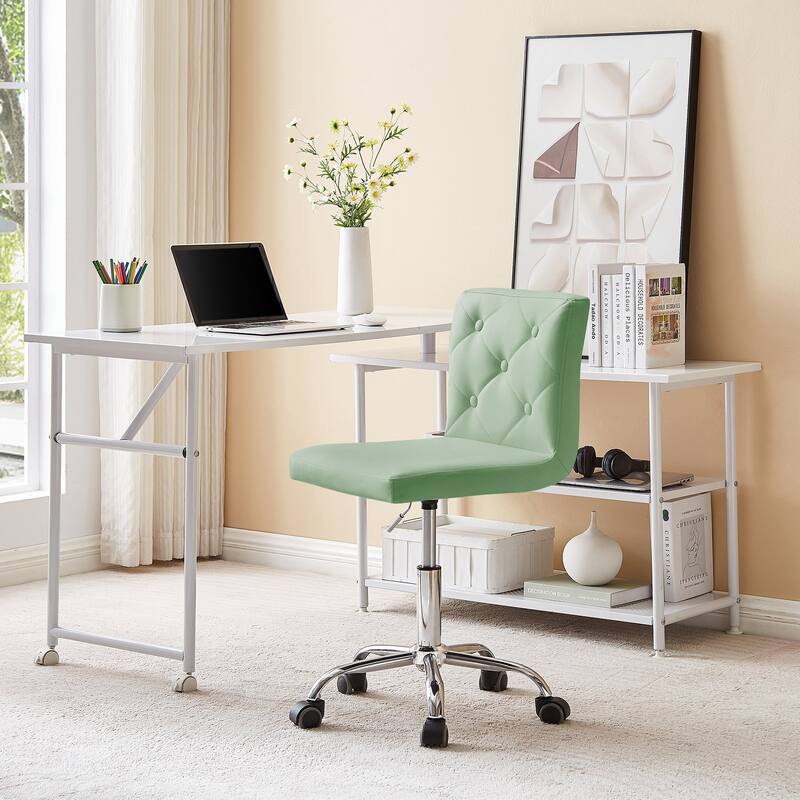 Javlergo Armless Office Desk Chair PU Leather Mid-Back Adjustable Height 360° Rolling Swivel for Home Office Work