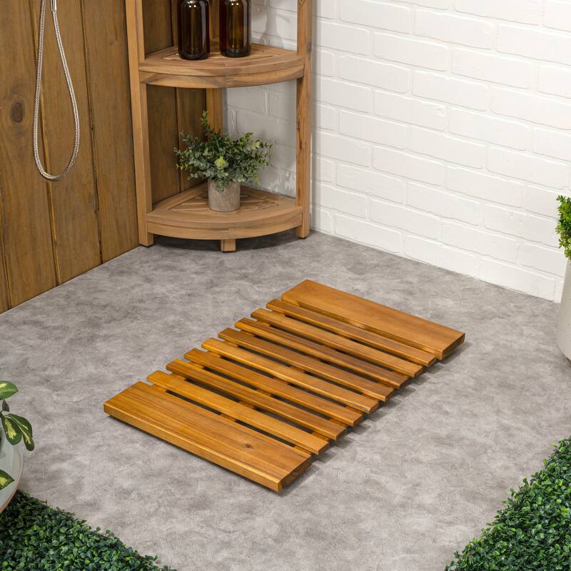 Paige Acacia Wood Slat Natural Indoor/Outdoor Shower Mat