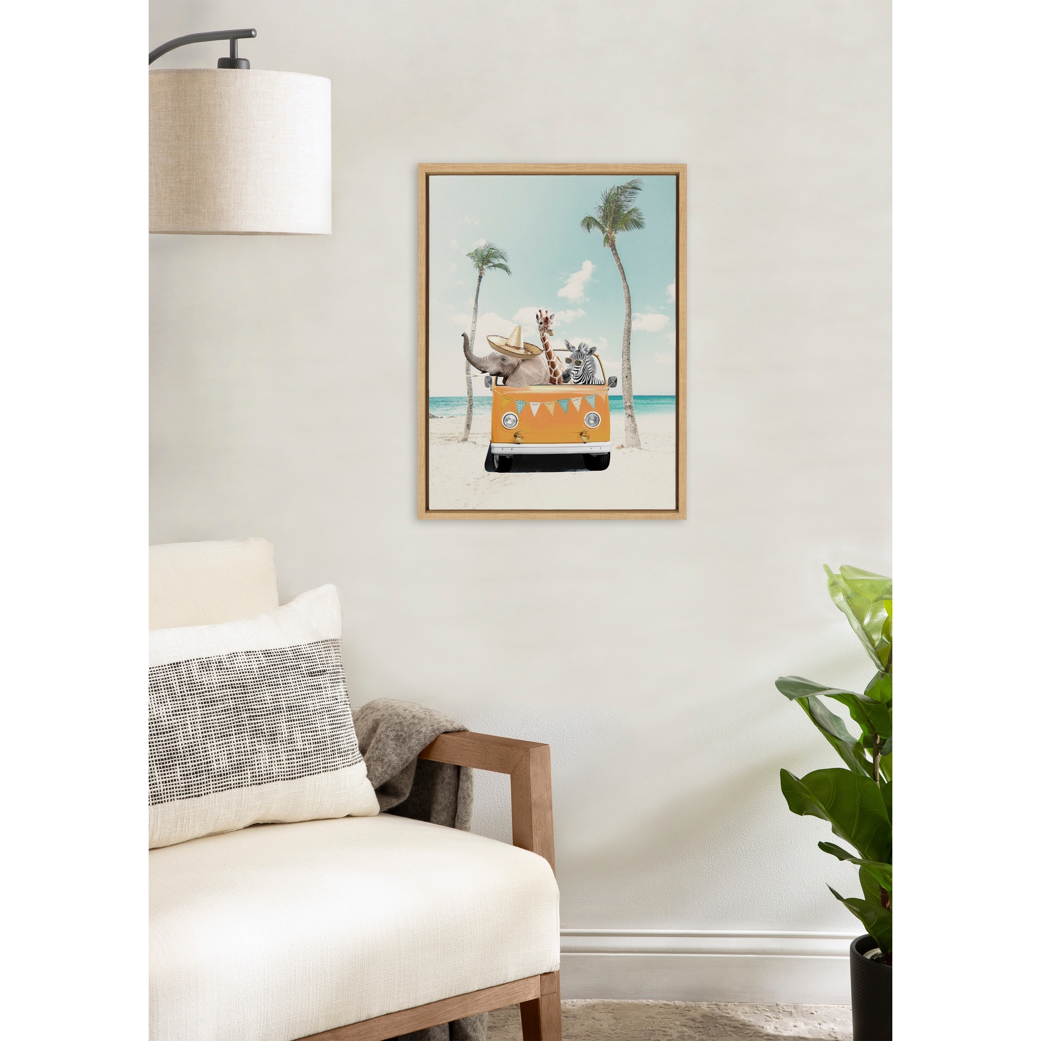 Kate and Laurel Sylvie Beach Adventure Frame Canvas by July Art Prints